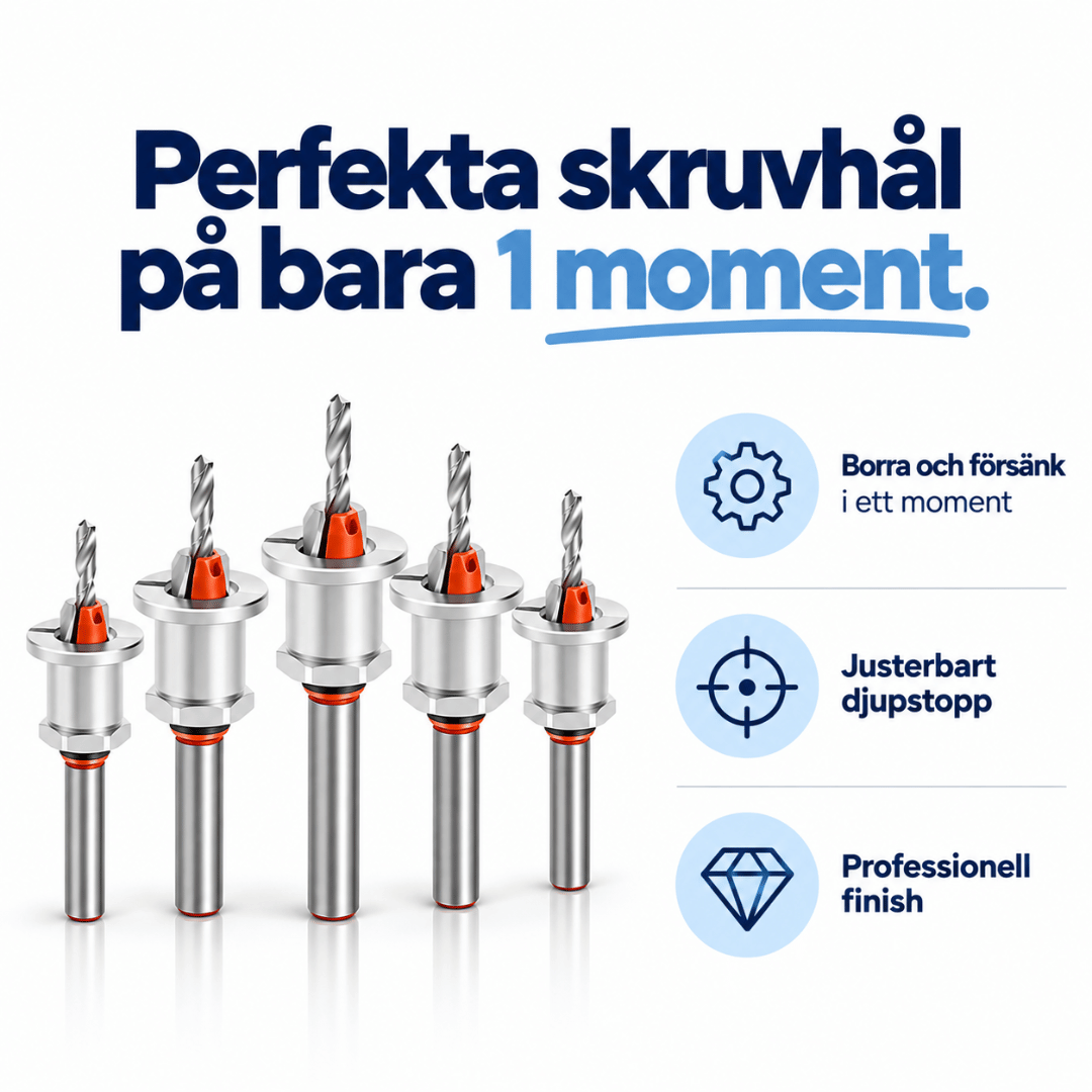 Försänkningsborrset som ger plana skruvar utan att träet spricker