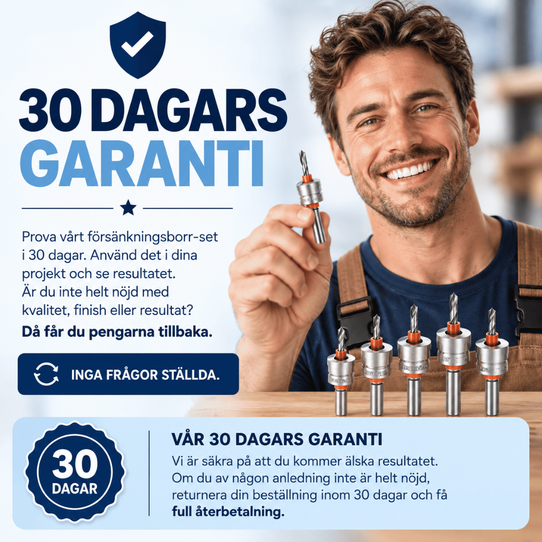 Försänkningsborrset som ger plana skruvar utan att träet spricker